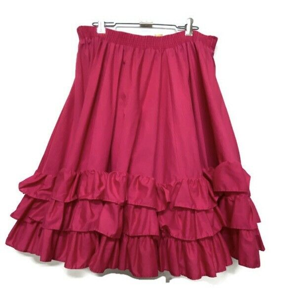 Square Dance Skirt Partners Please by Malco Modes Hot Pink Tiered Skirt Size L