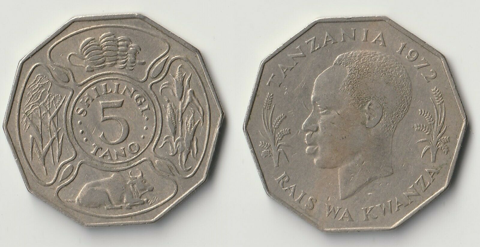 1972 Tanzania 5 shilingi coin