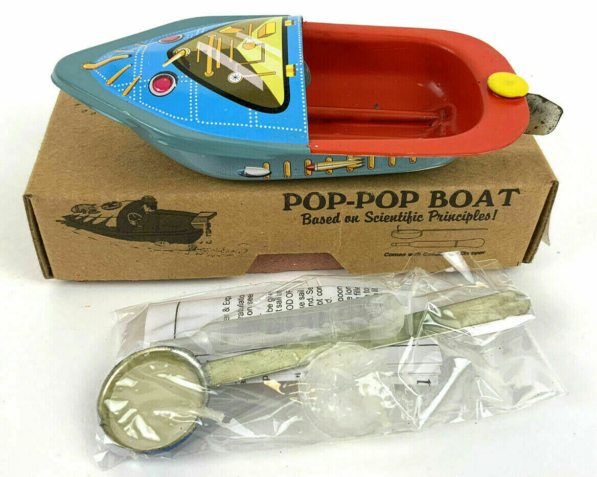 Pop-pop Boat Putt Vtg Retro Tin Litho Candle/steam Power New Ponyo Rudder