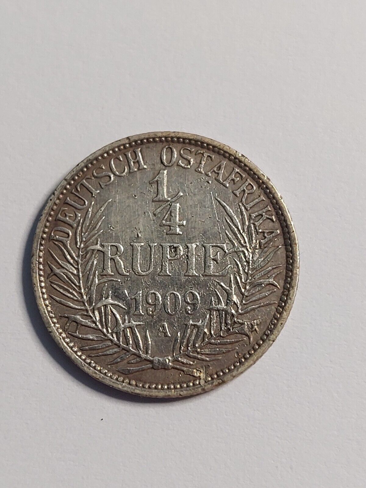 German East Africa William II 1/4 Rupee 1909 Collector Coins Silver Coin(G34)